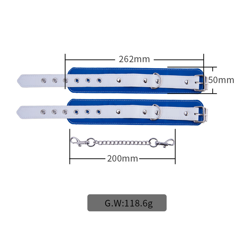 Soft Adjustable Blue And White Handcuffs SM Bondage Restraints Set