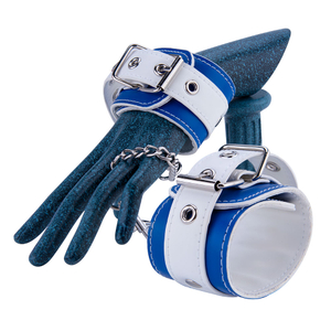 Soft Adjustable Blue And White Handcuffs SM Bondage Restraints Set