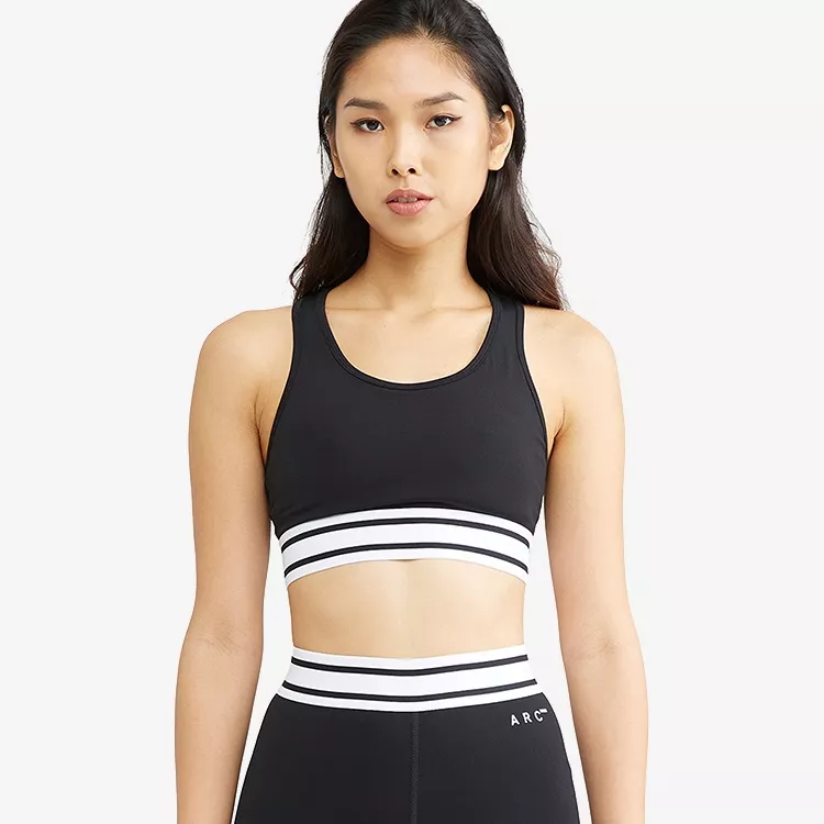 Soutien-gorge de sport rayé noir et blanc