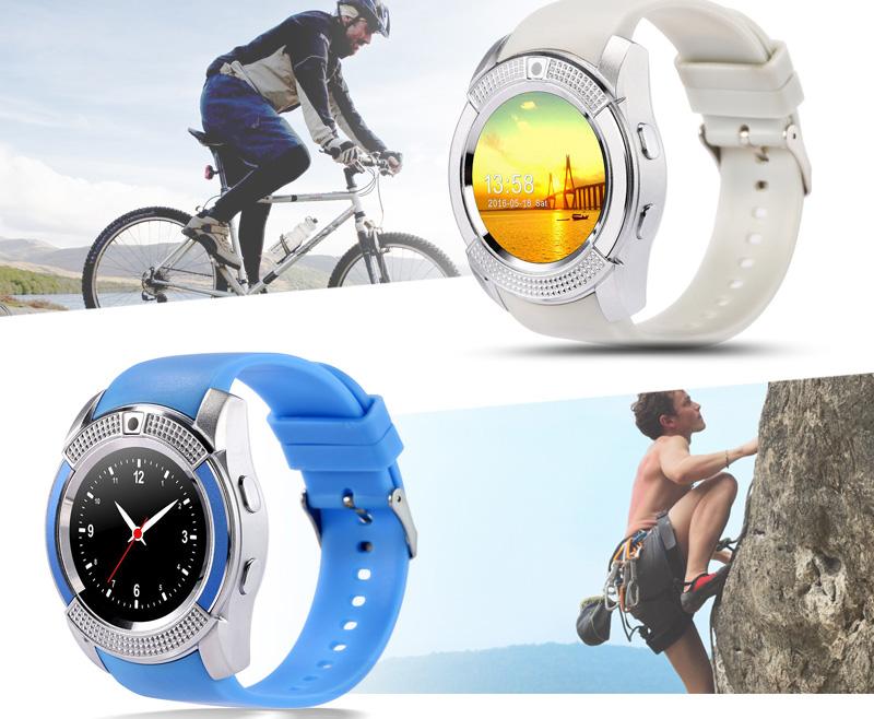 Smart Watch V8 Sim Card Android Camera Rounded Answer Call Dial Call Smartwatch Heart Rate Fitness Tracker
