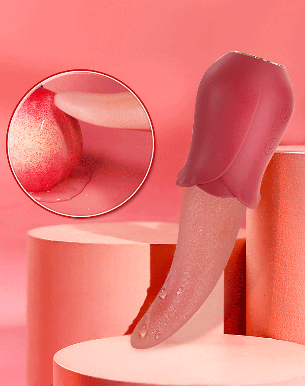 Realistic Licking Tongue Rose Vibrators,10 Speeds Rose Sex Stimulator for Women