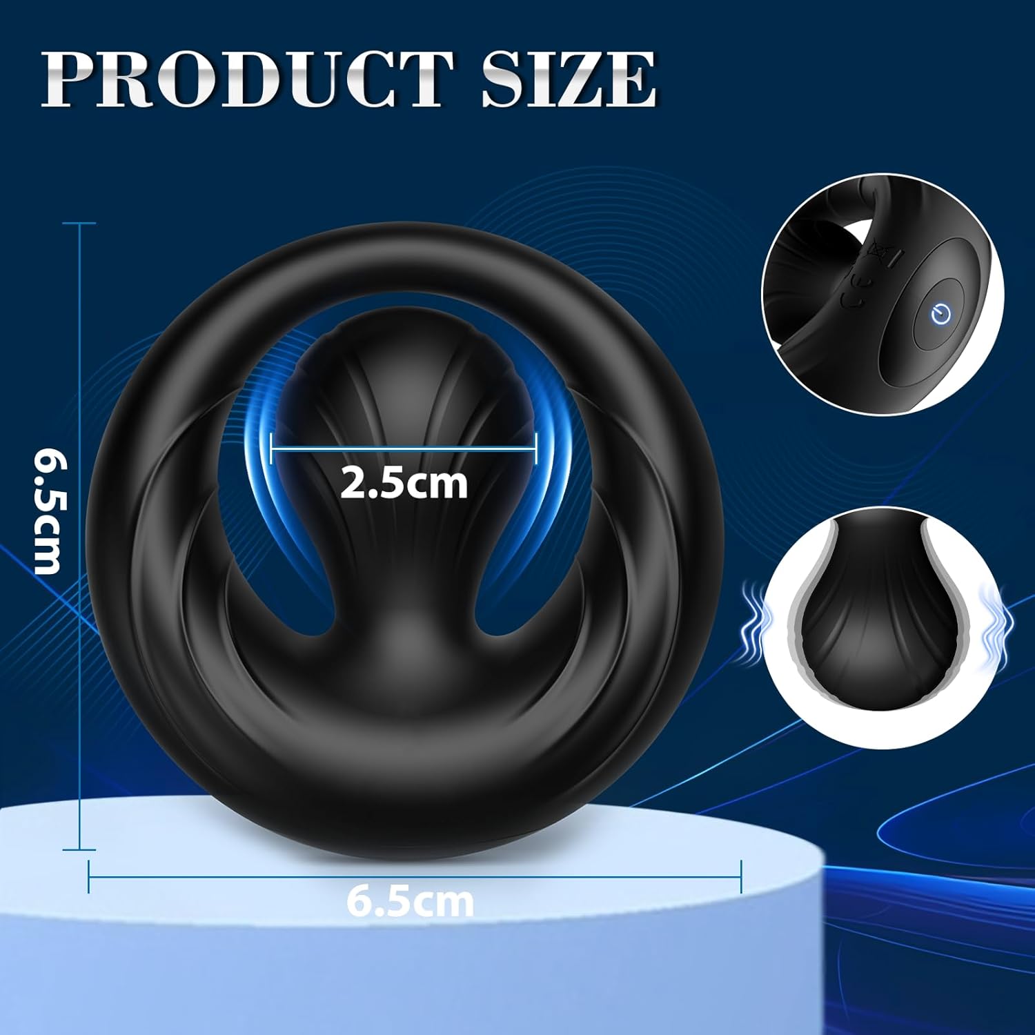  Silicone Cock Ring with Adjustable Vibration Intensity for Enhanced Pleasure