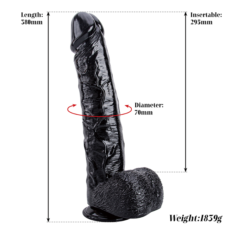 Realistic Huge Soft Bendable Black PVC Dildo with Strong Suction Cup for Adult Woman