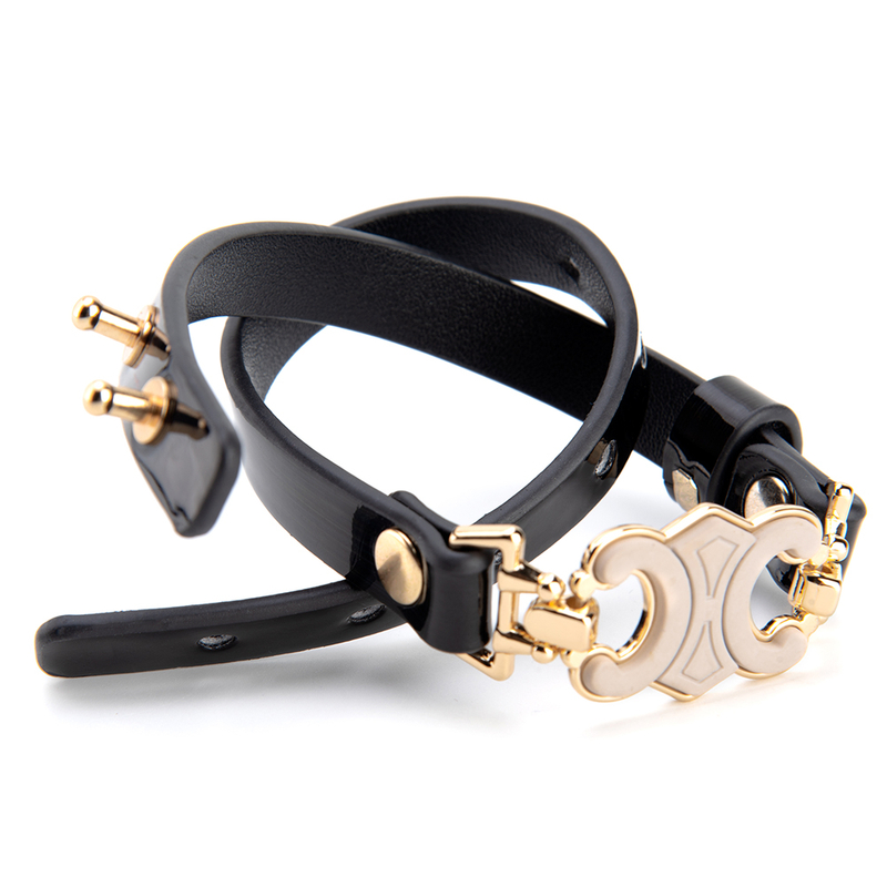 High Quality Black PU Leather Iron Collar with Adjustable Buckle Gothic BDSM Bondage Choker Necklace for Couples