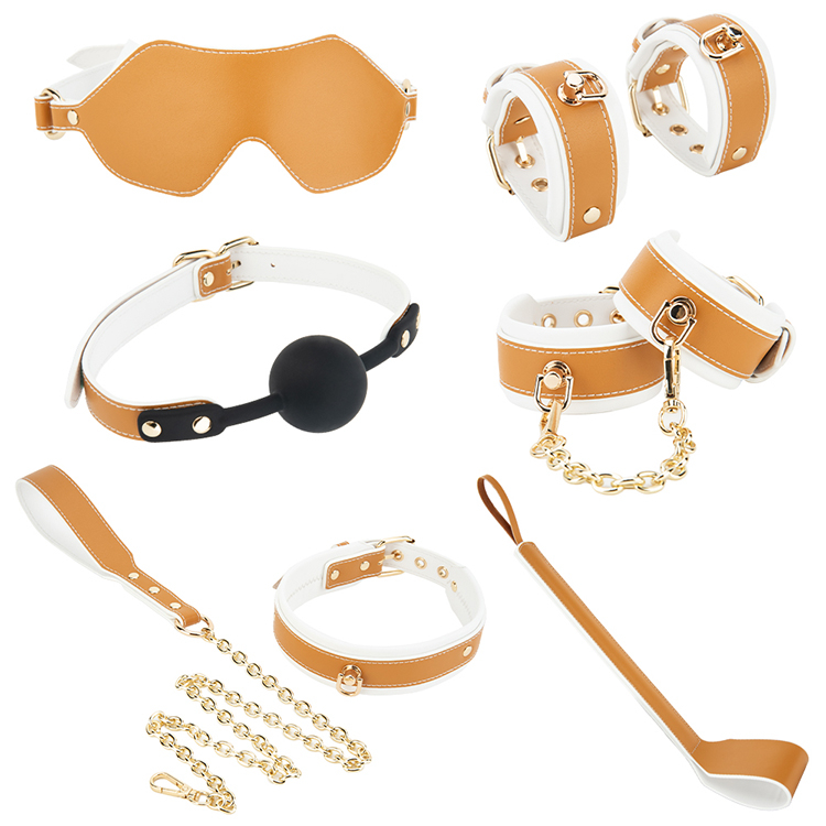 6PCS Yellow BDSM Bondage Kit Sexy Couple Adult Toys for SM Fetish Roleplay and Bondage Slave Play Perfect Present Gift