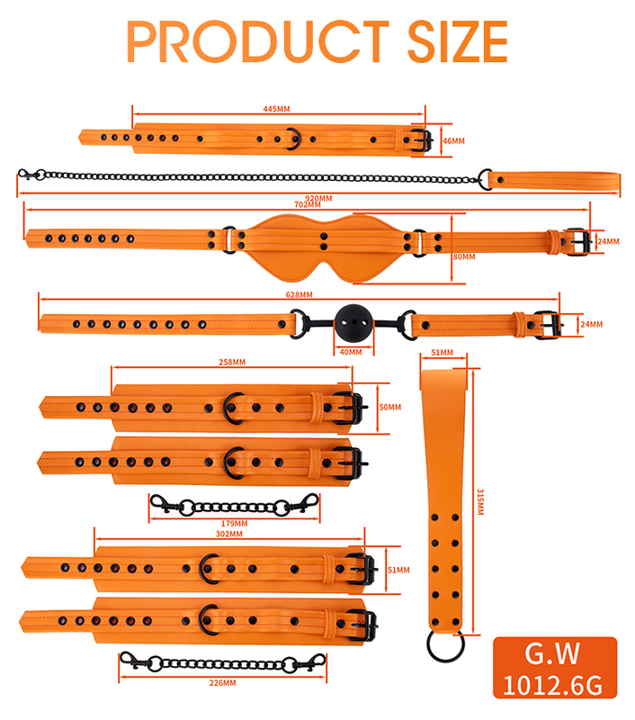 7PCS Factory Priced Orange Pumpkin Velvet Bdsm Bondage Kits 