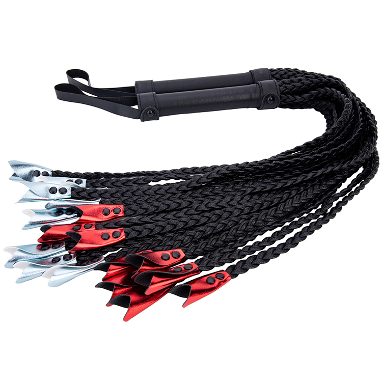 Sensual PU Leather Horse Harness Bull Whip with Spanking Tassel Handle for BDSM Bondage