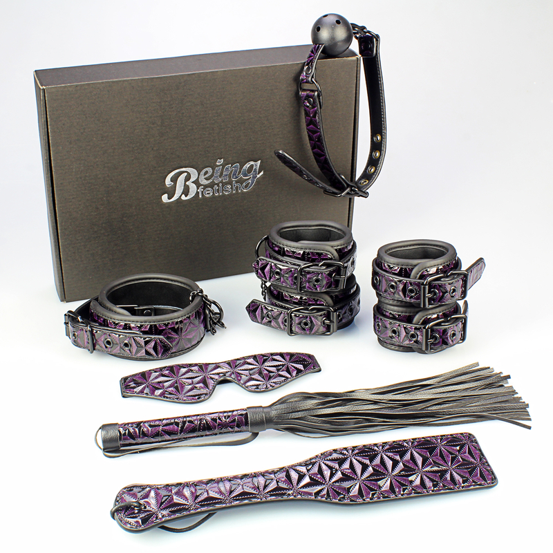 7PSC Adult Toys Bondage Set 7 Piece Purple Diamond BDSM Gift Kit for Couples