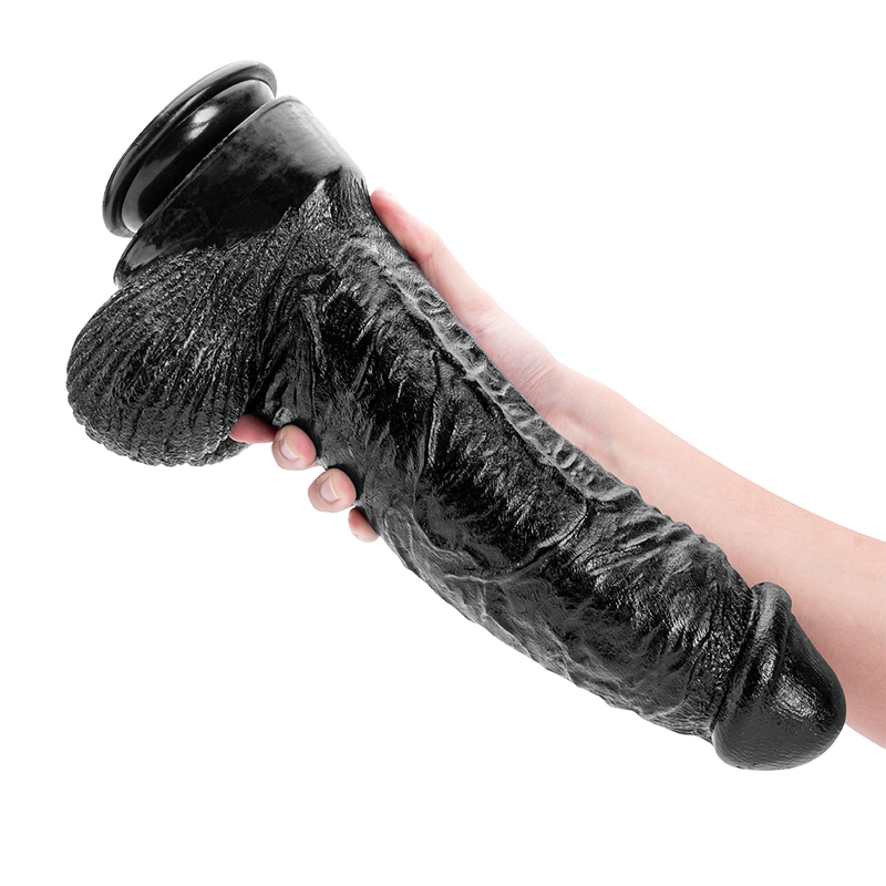 Body Safe 13.6 Inch Black Realistic PVC Dildo for Women Realistic Penis with Strong Suction Cup