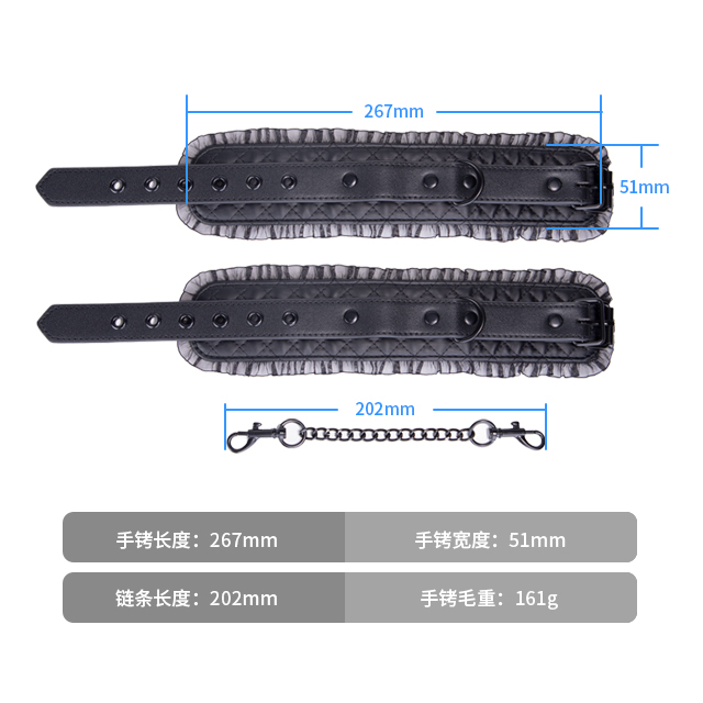 SM Bondage PU Leather Handcuffs Black and Red Customized Leather Sex Toys Chinese Traditional Pattern Master's weapon For Couple