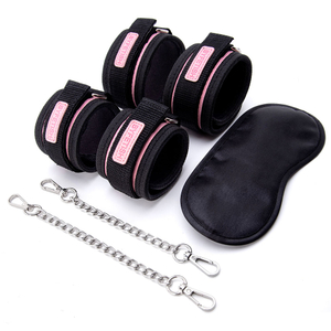 3pcs Set Bed Bondage Set Restraint Adult Game Belt Sex Handcuff Nipple Clamp Whip Collar Kit Sex Toy For Couple Sex Accessories