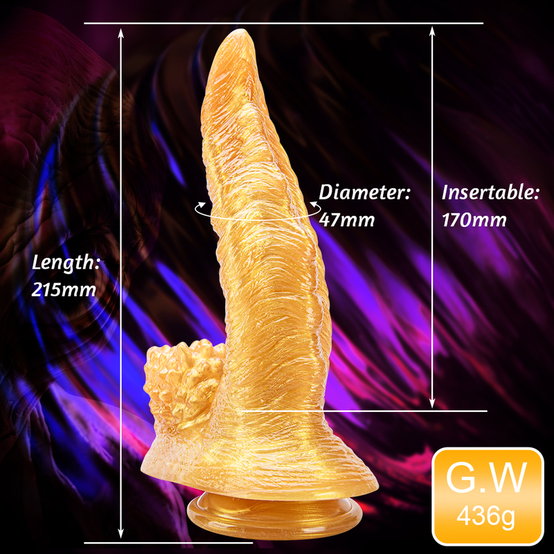 Men's Adult Toy Fantasy Gold Alien Dildo Animal Dildos with Colorful Monster Design
