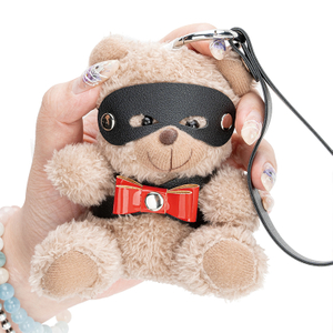 Key Chain PU Leather BDSM Bear With Bow