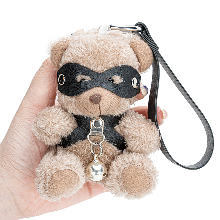 Key Chain PU Leather BDSM Bear With Bell