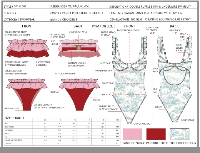 Reka bentuk pakaian renang CAD dan pek teknologi