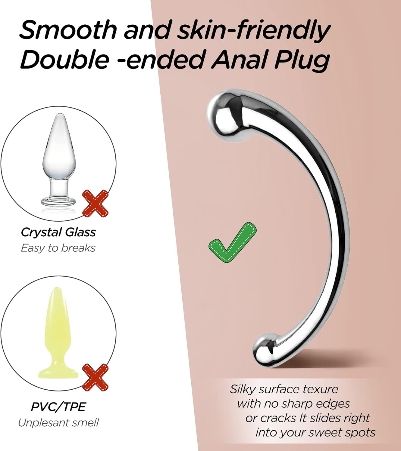 Dual-Action G-Spot Stimulator: Curved Metal Wand with Percussion Vibration for Enhanced Couple's Intimacy