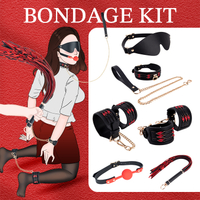 6PCS Leather Bondage Kit for Women Plush BDSM Sex Toy Set for Couples SM Erotic Games