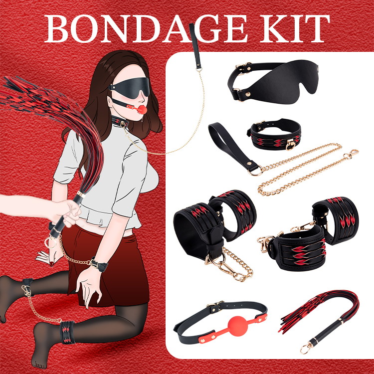6PCS Leather Bondage Kit for Women Plush BDSM Sex Toy Set for Couples SM Erotic Games