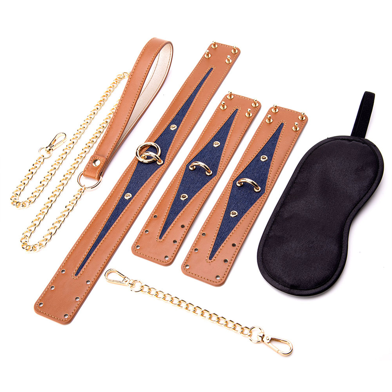 3 Piece Black BDSM Bondage Gear Set SM Choker Handcuffs and Restraints for Feminine Fetish Play and Sexy Roleplay