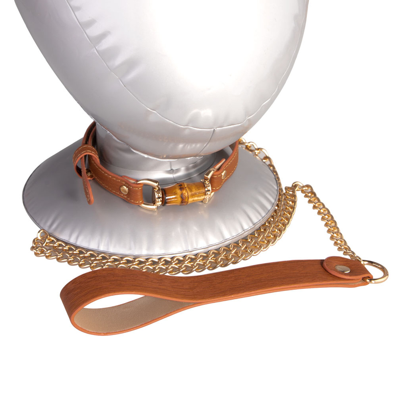 Fetish Leather Bondage Slave Collar Erotic Sex Neck Collar Leash with Metal Chain Adult Sex Toys Bondage