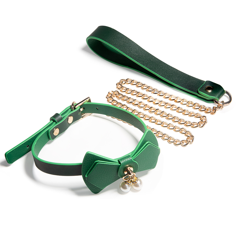 7PCS Unlock a Realm of Sensory Delight with This Elegant Green Bow Bondage with Adorned Bondag