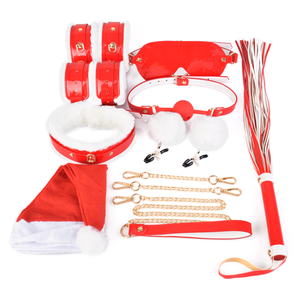 8PCS Christmas BDSM Bondage Kit Leather Set 