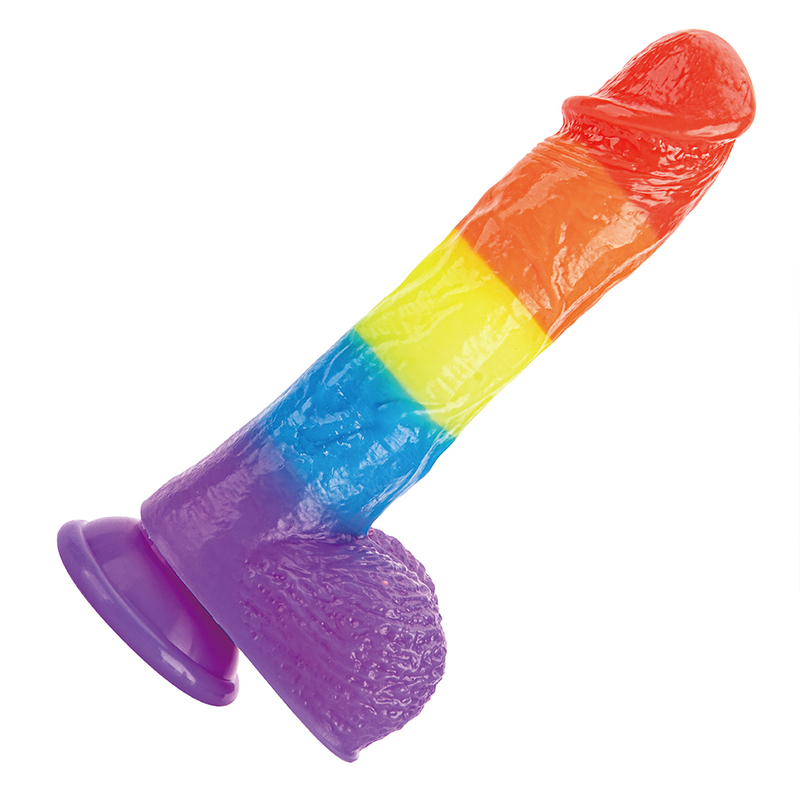 Colorful Rainbow Soft Jelly Real Penis Dildo Female Masturbation 