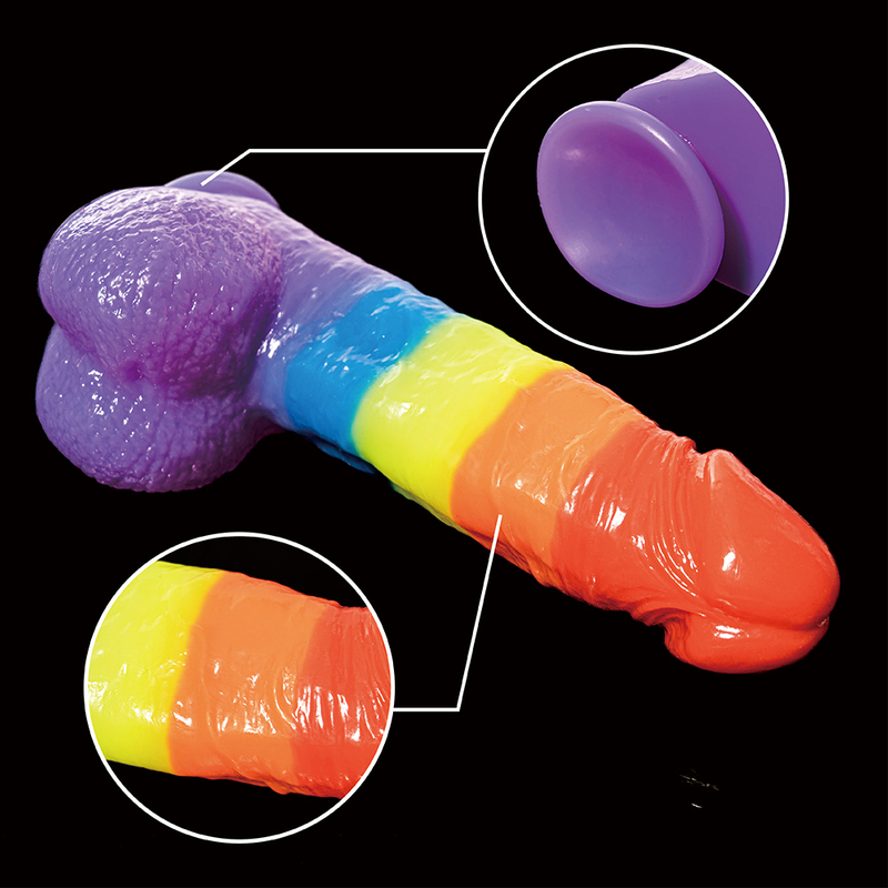 Colorful Rainbow Soft Jelly Real Penis Dildo