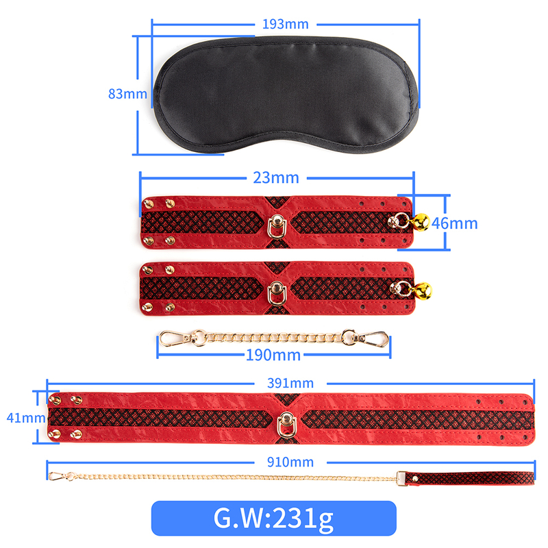 3pcs Set Bed Bondage Set Restraint Adult Game Belt Sex Handcuff Nipple Clamp Whip Collar Kit Sex Toy For Couple Sex Accessories