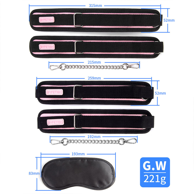 3pcs Set Bed Bondage Set Restraint Adult Game Belt Sex Handcuff Nipple Clamp Whip Collar Kit Sex Toy For Couple Sex Accessories