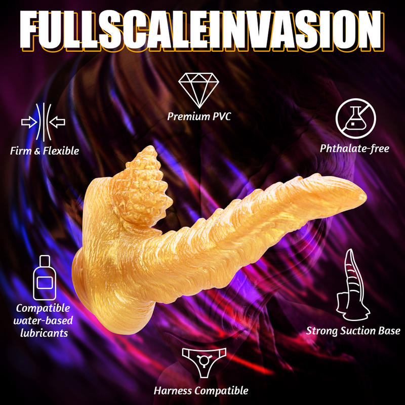 Men's Adult Toy Fantasy Gold Alien Dildo Animal Dildos with Colorful Monster Design
