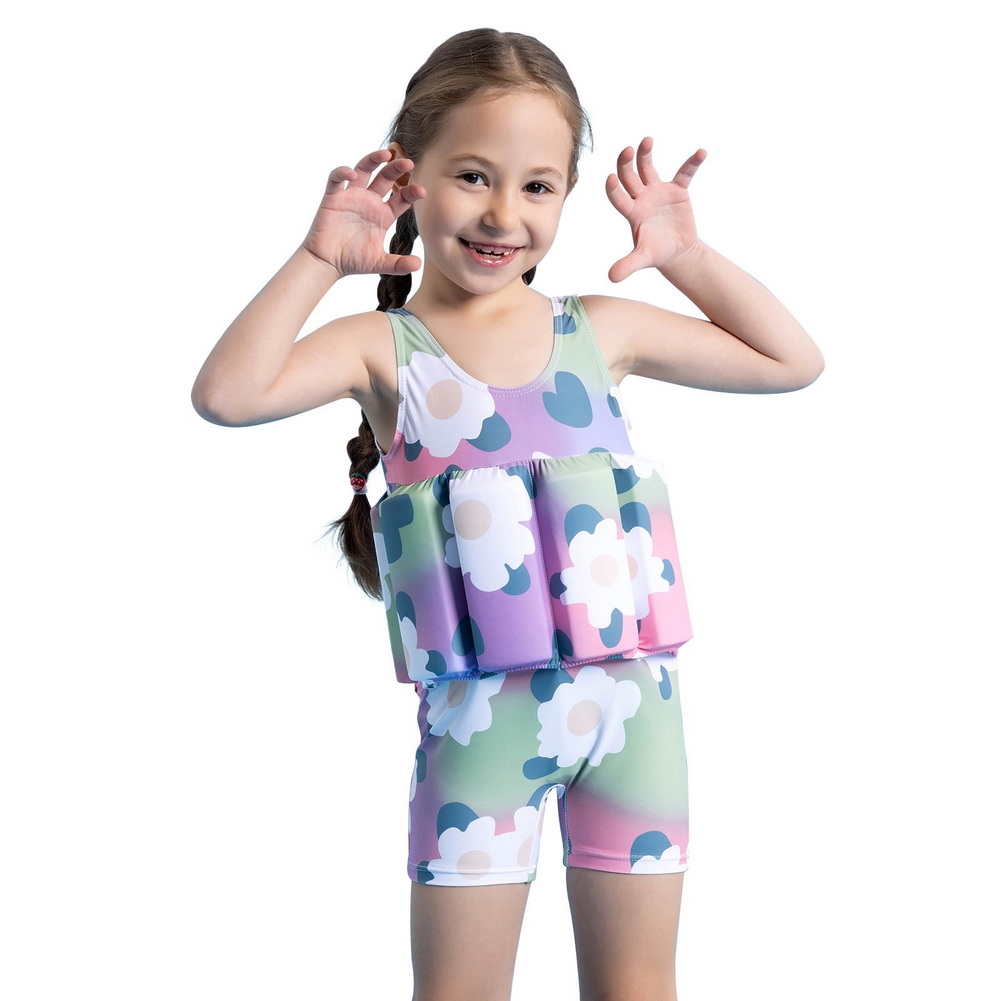 IDOPIP Kids Girls Floatation Swimsuit with Adjustable Buoyancy Baby Float Bathing Suit Swimwear
