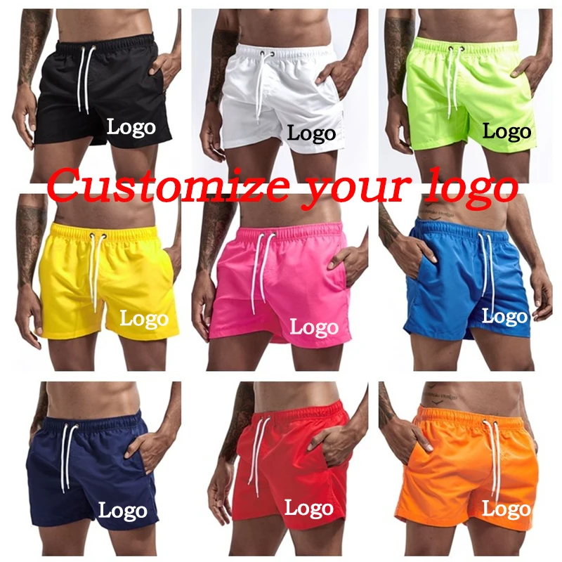 Customize logo Quick Dry Swimming Shorts for Men Swimwear Man Swimsuit Swim Trunks Bathing Beach Wear