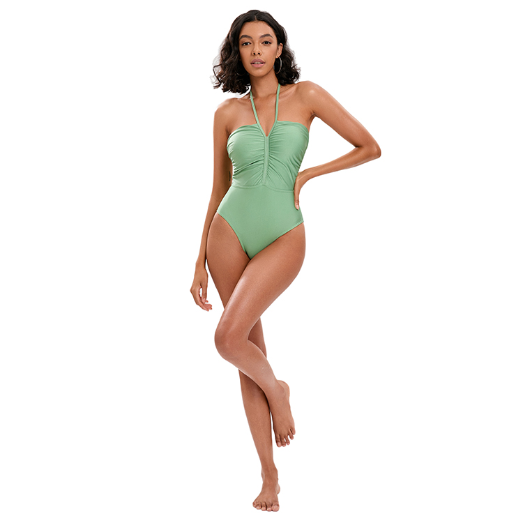 Halter Tie V Neck One-piece Swimsuit