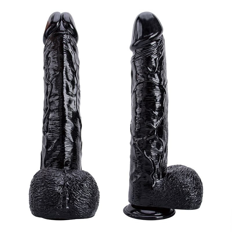 Realistic Huge Soft Bendable Black PVC Dildo with Strong Suction Cup for Adult Woman