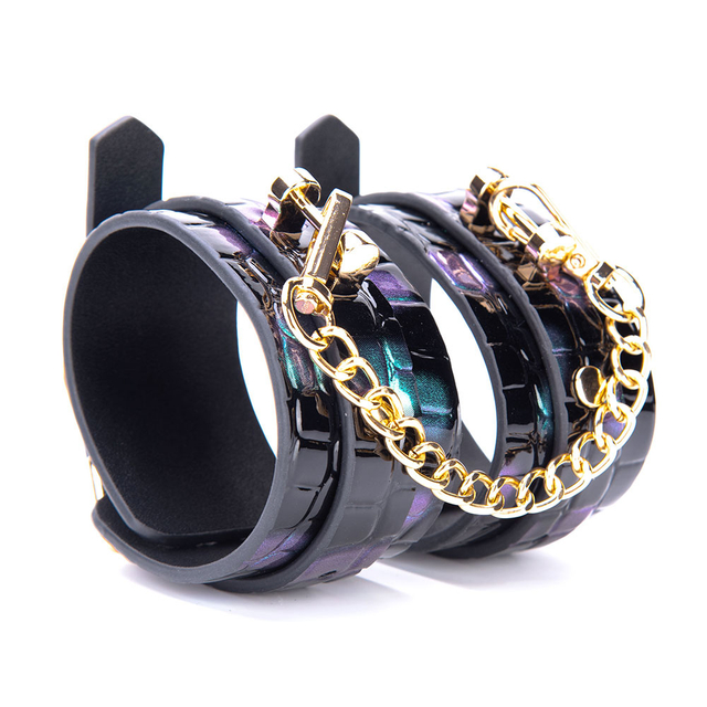 3PCS Green Black SM Bondage Kit Choker Handcuff and Ankle Cuffs Set for Fetish Roleplay and Bondage Slave Play