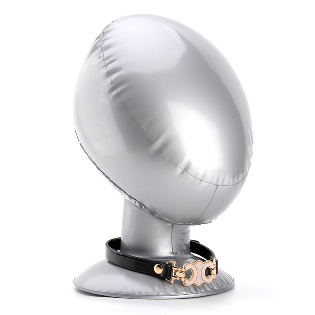 High Quality Black PU Leather Iron Collar with Adjustable Buckle Gothic BDSM Bondage Choker Necklace for Couples