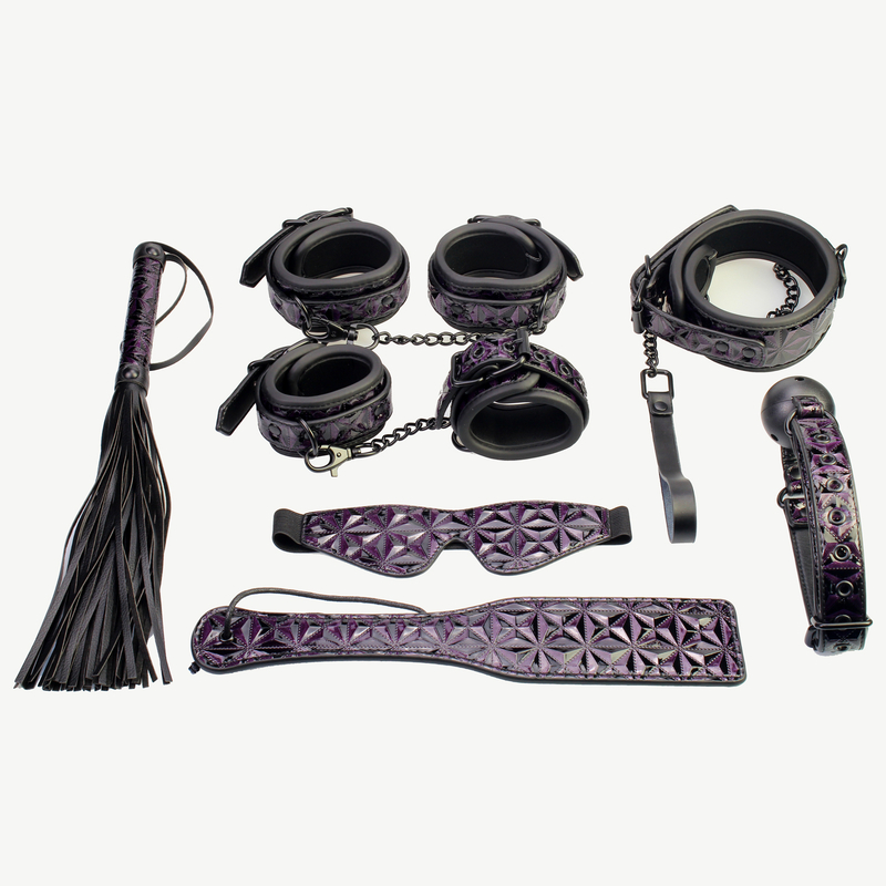 7PSC Adult Toys Bondage Set 7 Piece Purple Diamond BDSM Gift Kit for Couples