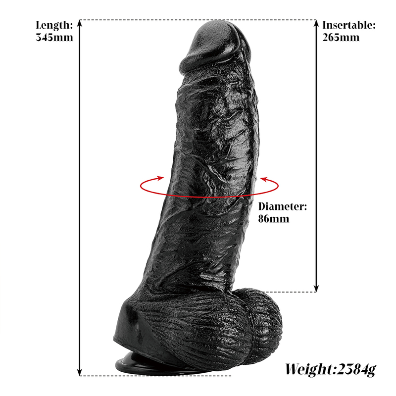 Body Safe 13.6 Inch Black Realistic PVC Dildo for Women Realistic Penis with Strong Suction Cup