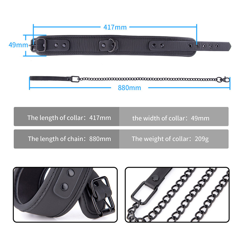Black BDSM Collar Bdsm Bondage Collar and Leash Set Women Roleplay Sex Toys Adjustable Slave Restraints Adult Products SM Bondage Collar for Couples