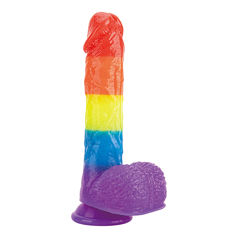 Colorful Rainbow Soft Jelly Real Penis Dildo Female Masturbation 