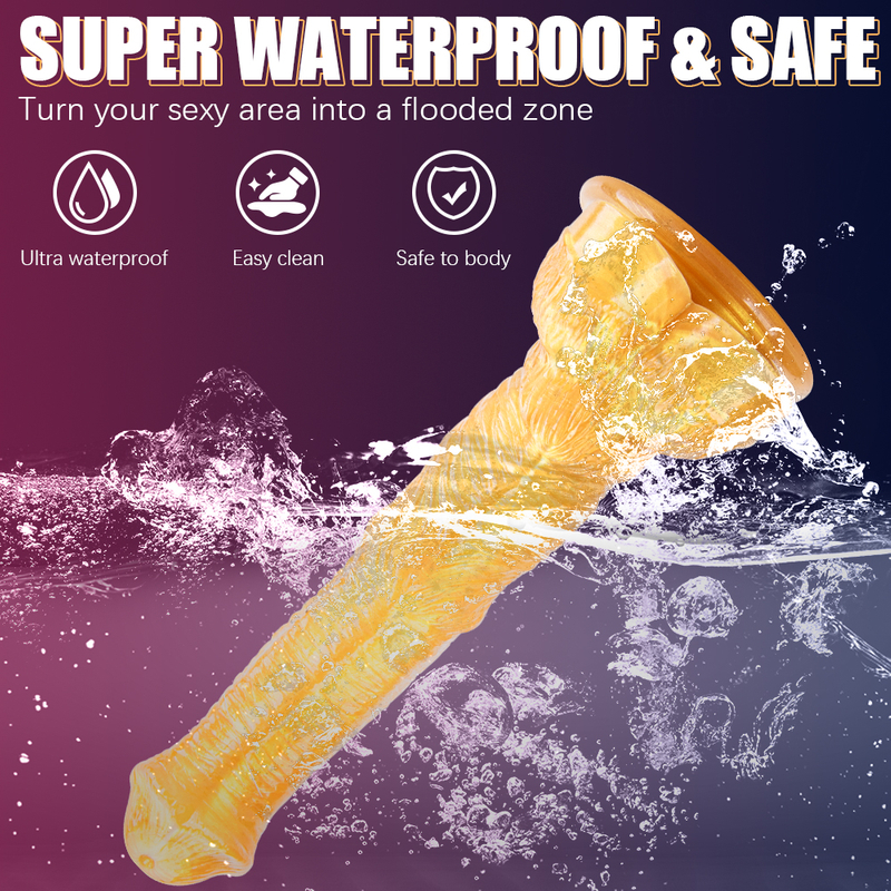 Fantasy Colorful Gold Alien Dildo Animal Design with Strong Suction Cup for Men's Adult Toy