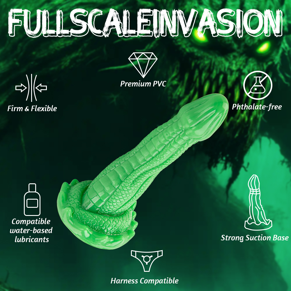 Snake Pattern Flexible Silicone Alien Penis Dildo Lifelike Cock with Strong Suction Cup for Women's