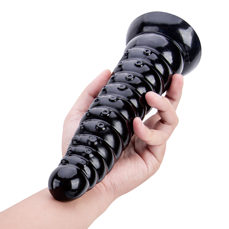 Extra Large Beaded Black PVC Fist Dildo Huge Prostate Massager for Couples