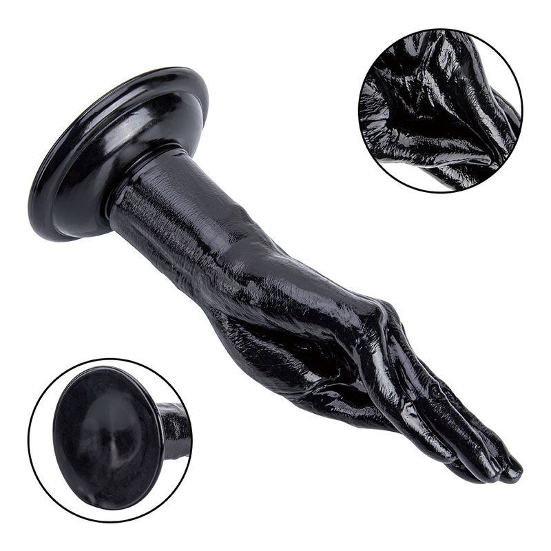 Black PVC Fist Dildo for Women High Quality Long Hand with Vertical Finger Design