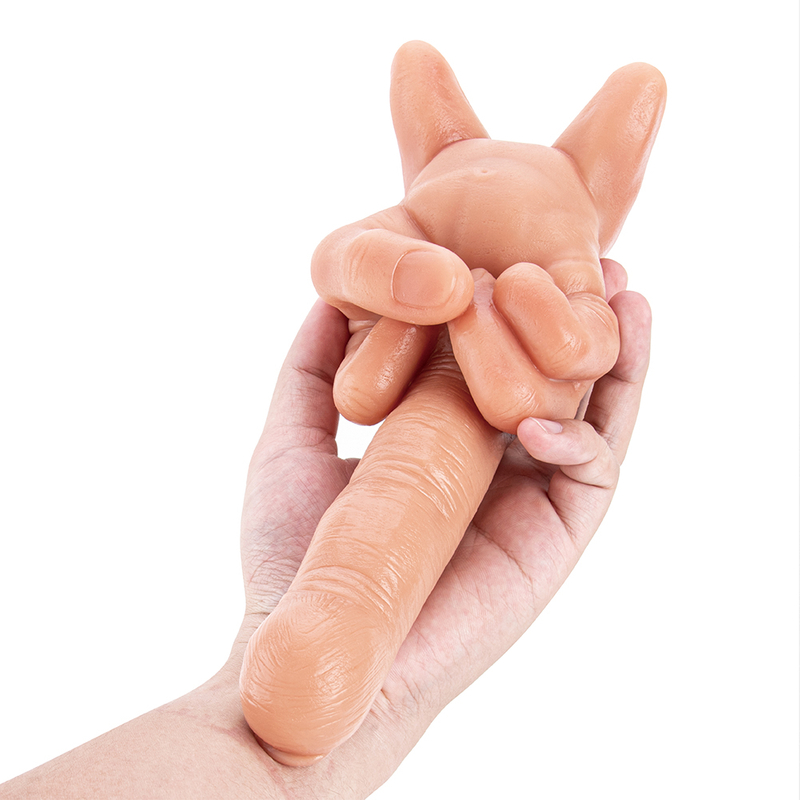 Finger Style Middle Silicone Rubber Realistic Penis Adult Toy Dildo