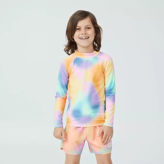 Costume da bagno da ragazzo a maniche lunghe arcobaleno