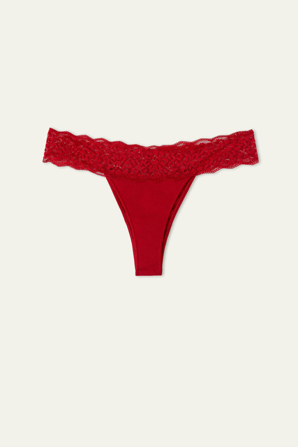 Ropa interior de encaje rojo para mujer