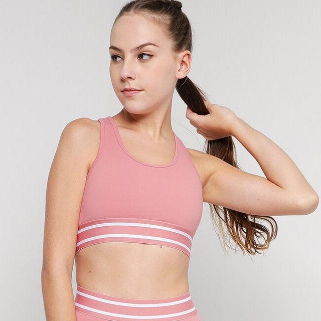 Sports Bra with Stripe Jacquard Underbust Band