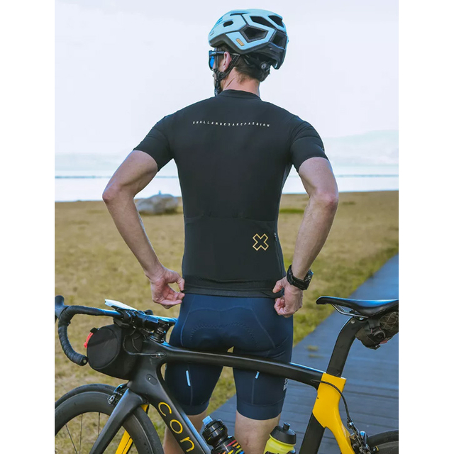 Maglia da ciclismo nera ecologica da uomo